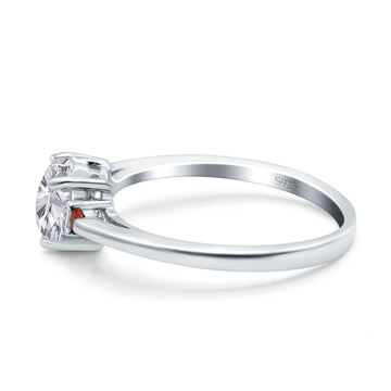 Art Deco Heart Three Stone Wedding Ring Garnet Simulated Cubic Zirconia 925 Sterling Silver